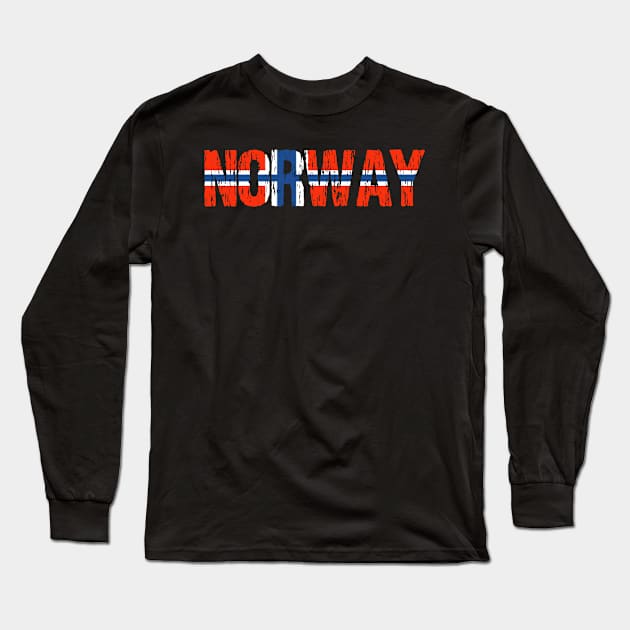 Norway Distressed Flag Norge Long Sleeve T-Shirt by Nirvanibex